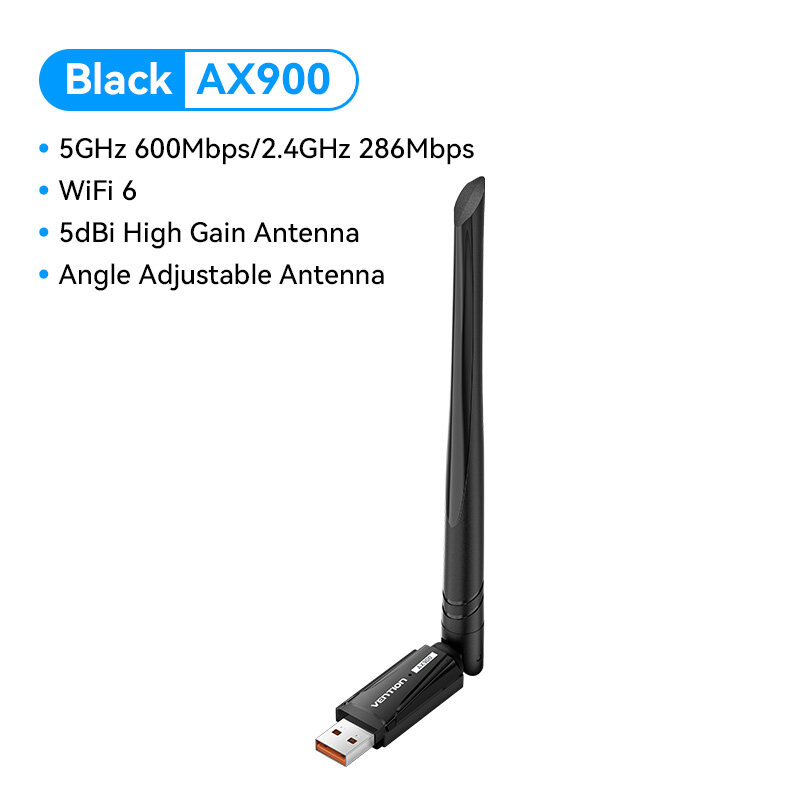 Vention Bộ Chuyển Đổi USB WiFi 6 AX900 AC650 5GHz 2.4GHz Đầu nối WIFI băng tần kép Bluetooth 5.0 6dB