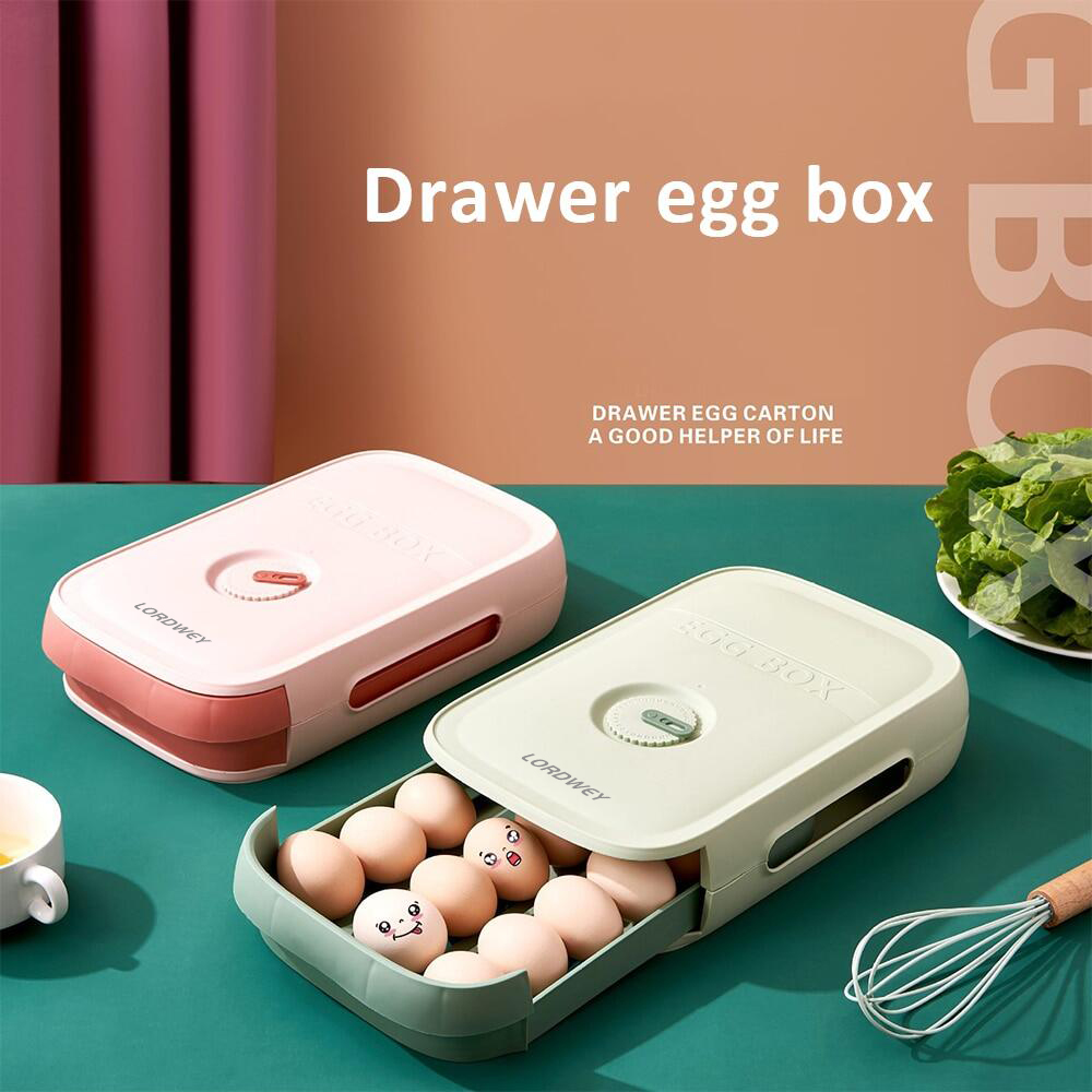 Gambar LORDWEY Egg Storage Box Kitchen Drawer Type Egg Storage Box Refrigerator Storage Box Fresh Keeping Box Dumpling Box Household Eggs Holde
