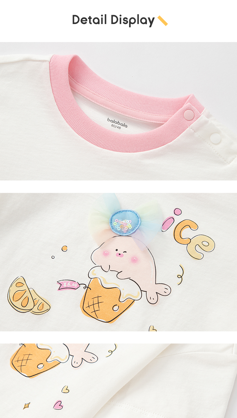 balabala Baby T Shirt Children Top Girl Clothing Boy Short Sleeve 2025 New Spring Summer Sweet Trendy · v8