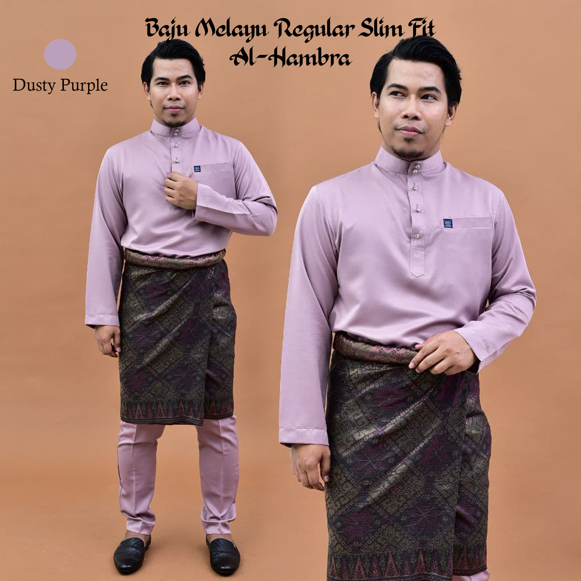 Baju Melayu Regular Slim Fit - Silver | Al-Hambra | Nurain.My | Lazada