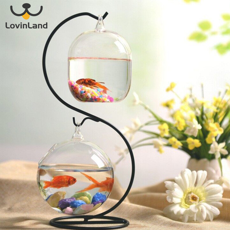 Lovinland Bể cá treo trong suốt xô bể cá nhỏ để bàn hồ cá khung bàn là nhỏ kính sáng tạo