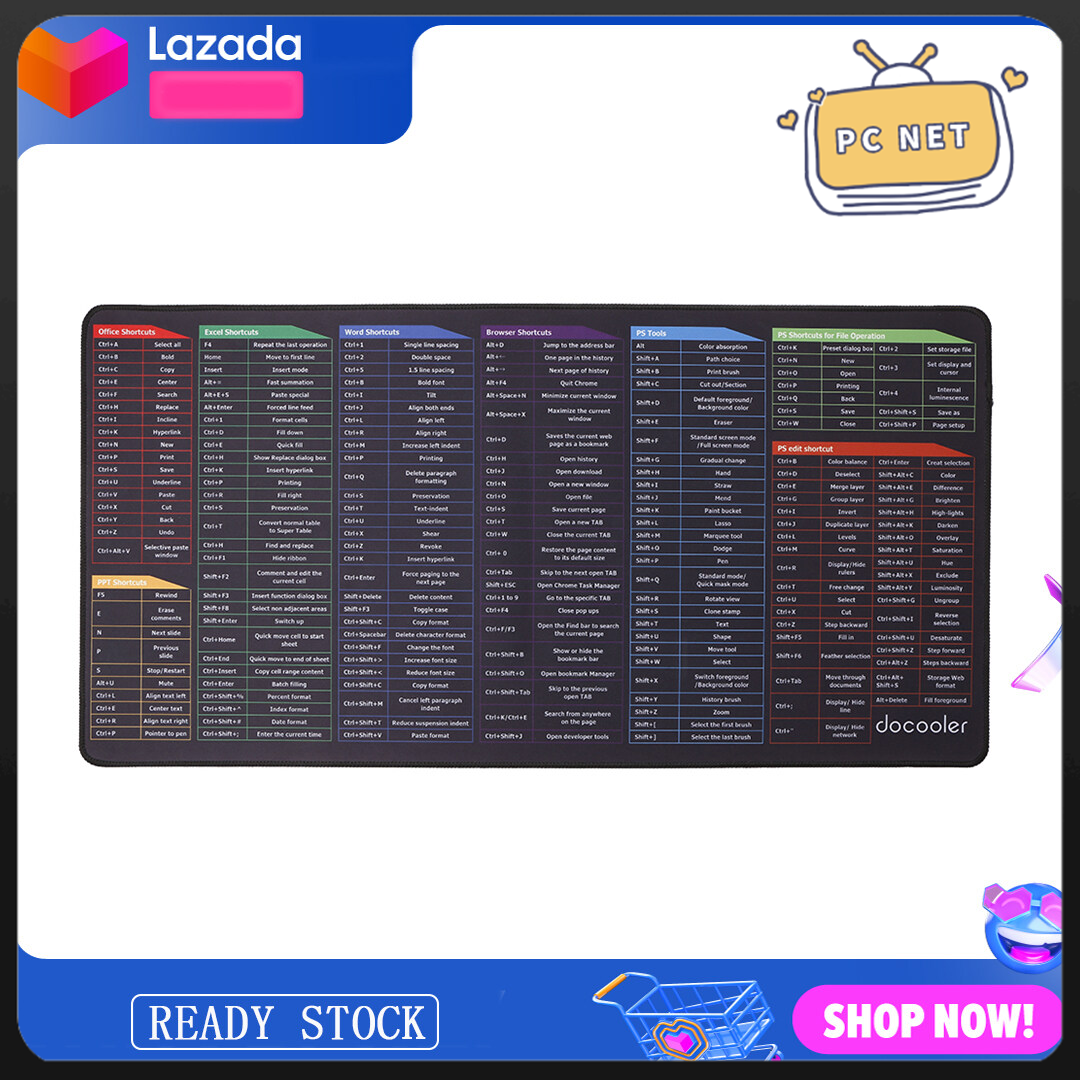 Docooler miếng lót chuột chơi game ngoại cỡ bàn phím các phím tắt chuột pad tấm để bàn lớn chống trượt chống nước cho văn phòng máy tính