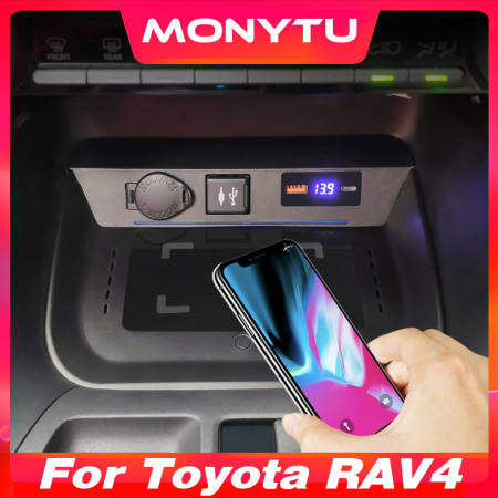 Car Qi Wireless Charger For Toyota RAV4 Hev 2022 2023 Accessories 15w Fast Phone Charging Plate Interior Modification Car Product