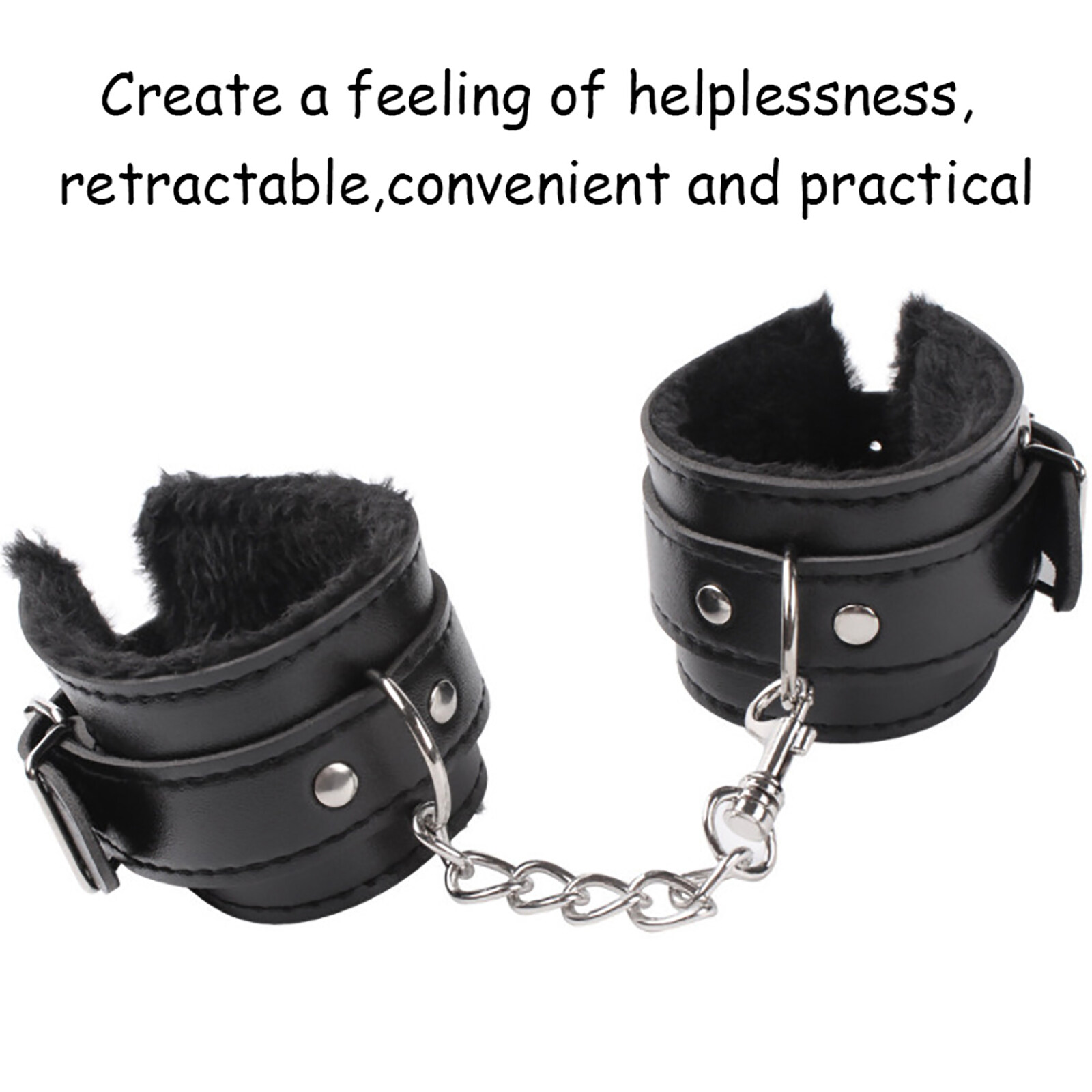 PU Fluffy Wrist Leather Handcuffs Bracelet Leg Cuffs Adjustable Role Play Exercise Bands Leash Sex Detachable for Home Yoga Gyms Party Cosplay Jewelry 