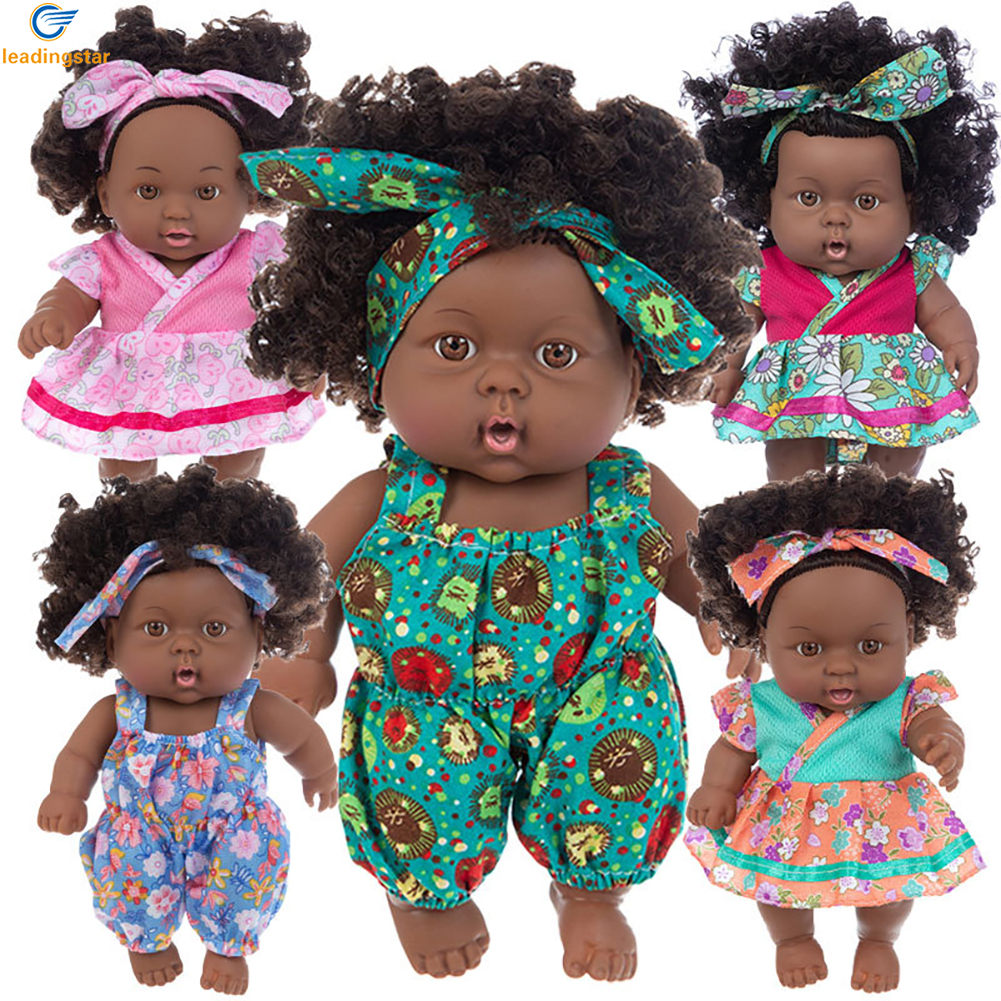LEADINGSTAR 8 Inch African Black Baby Doll Realistic Cute Lifelike Play