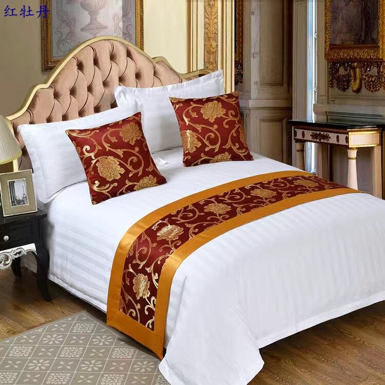 Giường Runner Super Long Bed Runner Trang trí khách sạn Runner Queen Bed Runner Mô hình kích thước đầy đủ ga trải giường đôi Runner