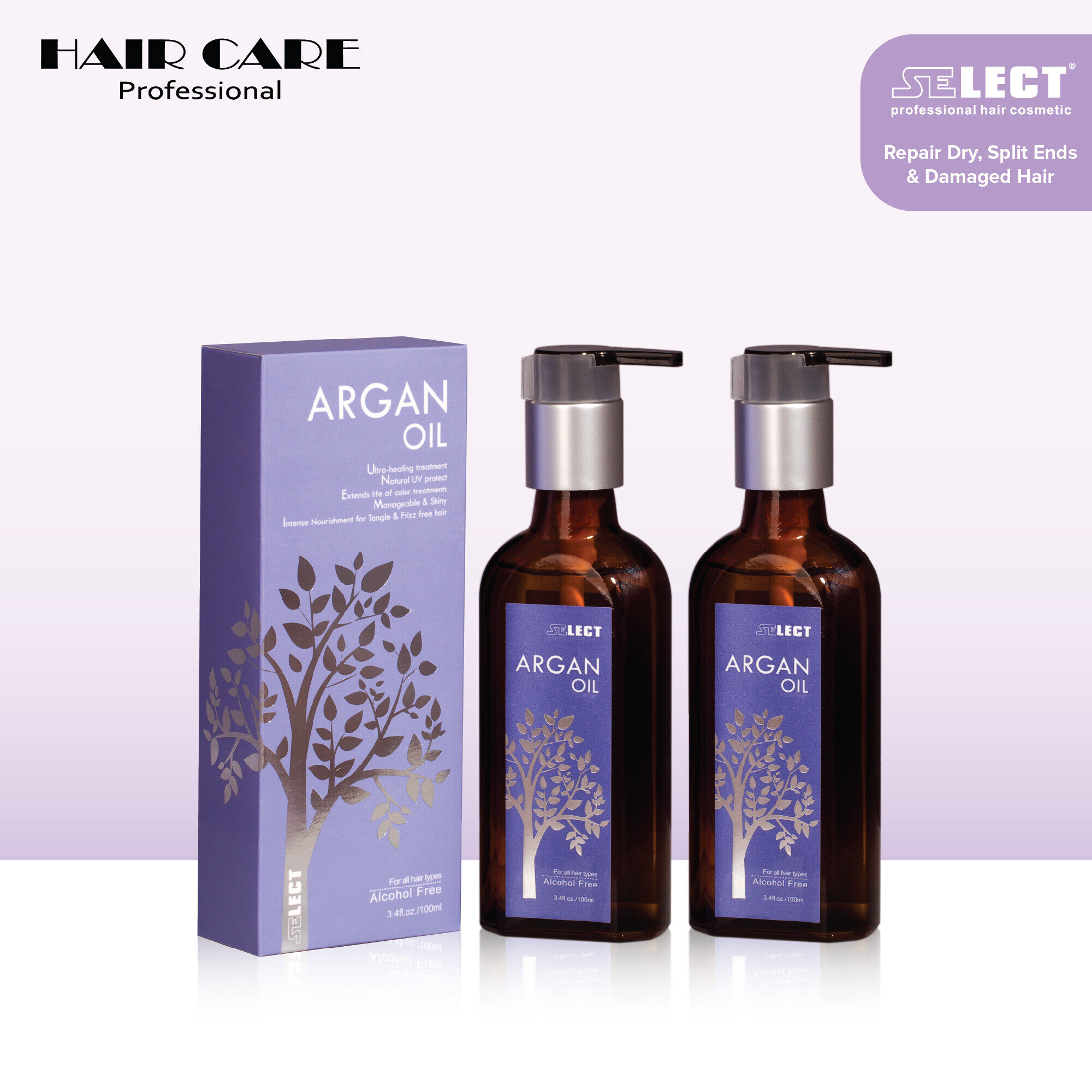 Gambar Select Argan Oil Healing Treatment (Hair Serum  Hair Oil) 100ml *2 (Twin Pack)   for MOISTURIZING DRY   DAMAGE HAIR (Serum Rambut)