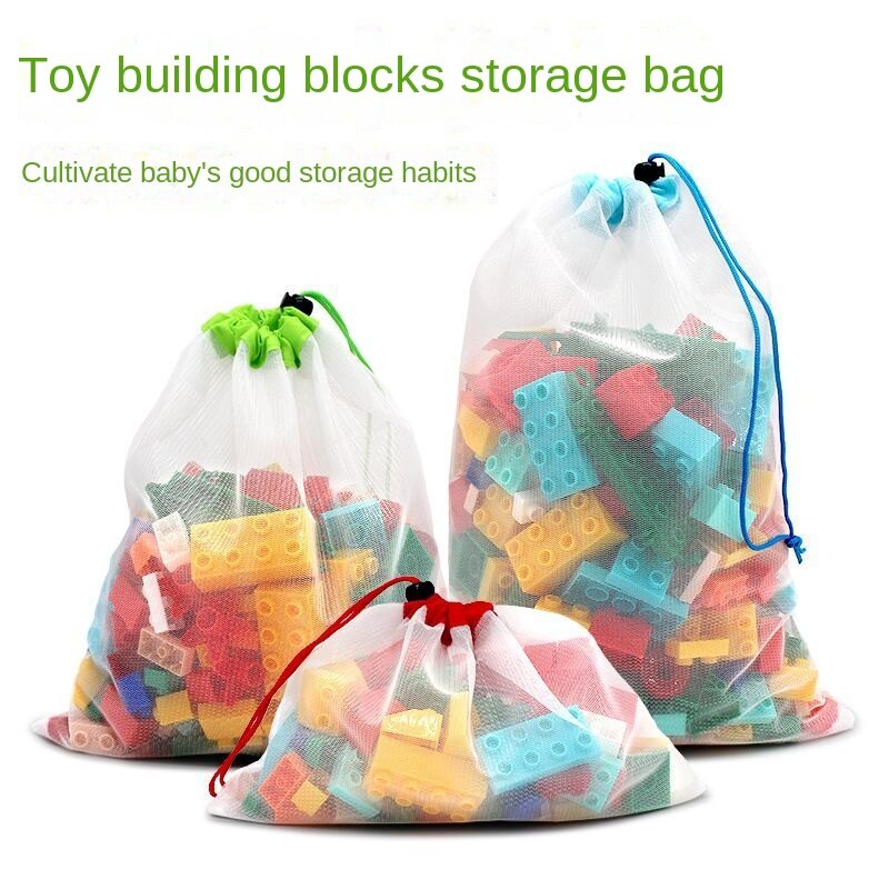 Children's Toy Storage Bag Mesh With Opening Transparent Fruit And Vegetable Storage Mesh Bag Building Block Storage Bag Toy Storage Cloth Bag Mesh Bag