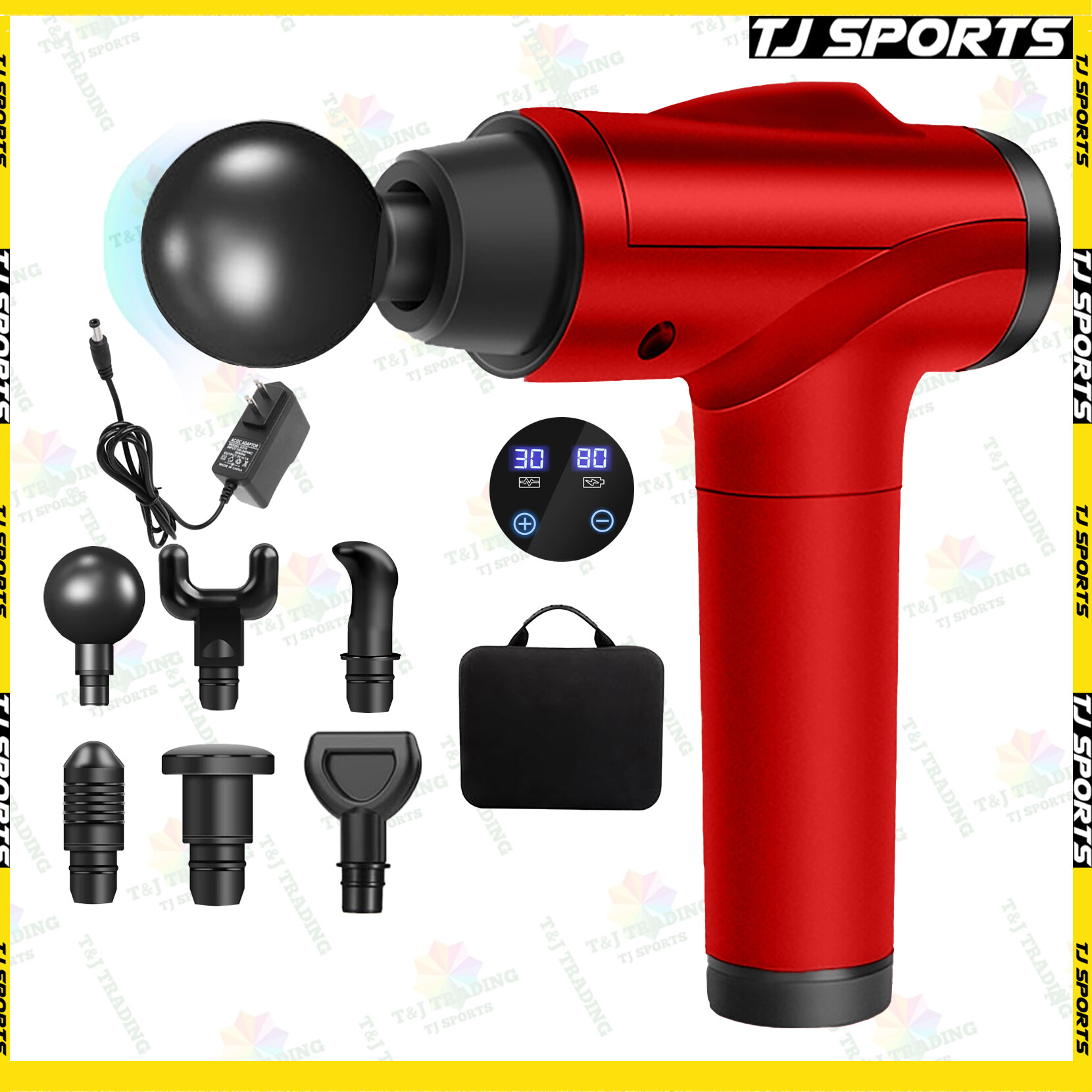 Gambar Professional Massage Gun 30 Speeds 6 Massage Heads Deep Massager Fascia Massage Gun Gym Fitness Vibrator Gun TJ Sports