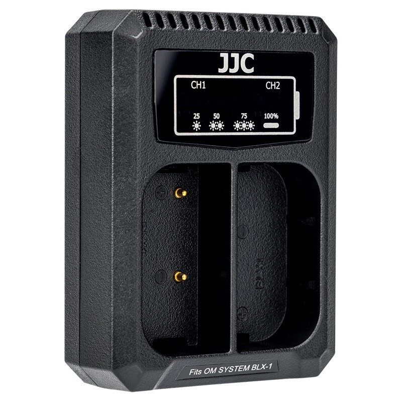 Jjc bộ sạc pin kép usb cho máy ảnh olympus om-1