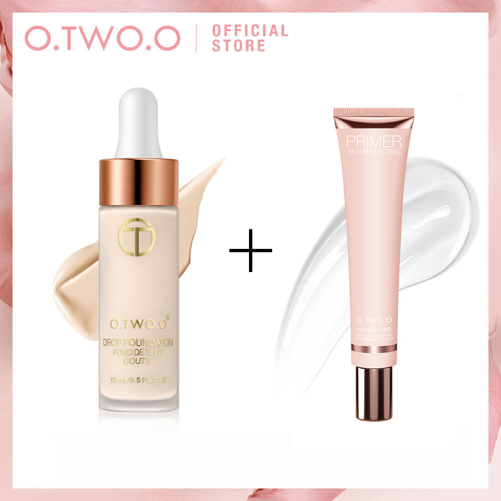 Gambar O.TWO.O 2pcs Face Makeup Set  Concealer Foundation Full Coverage + Primer  Make up base CosmeticsSet