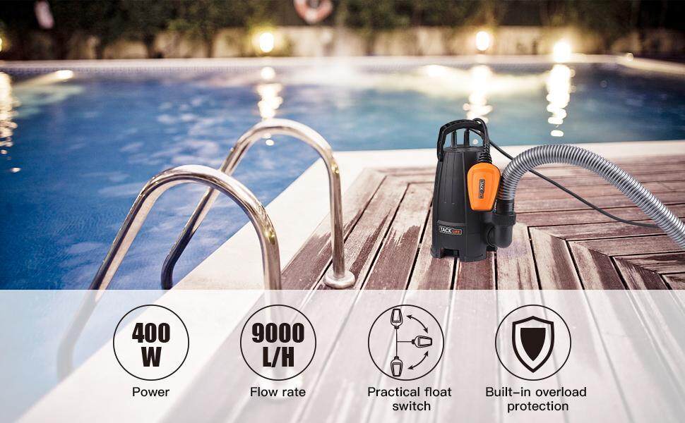 Tacklife 400W Submersible Utility Water Pump