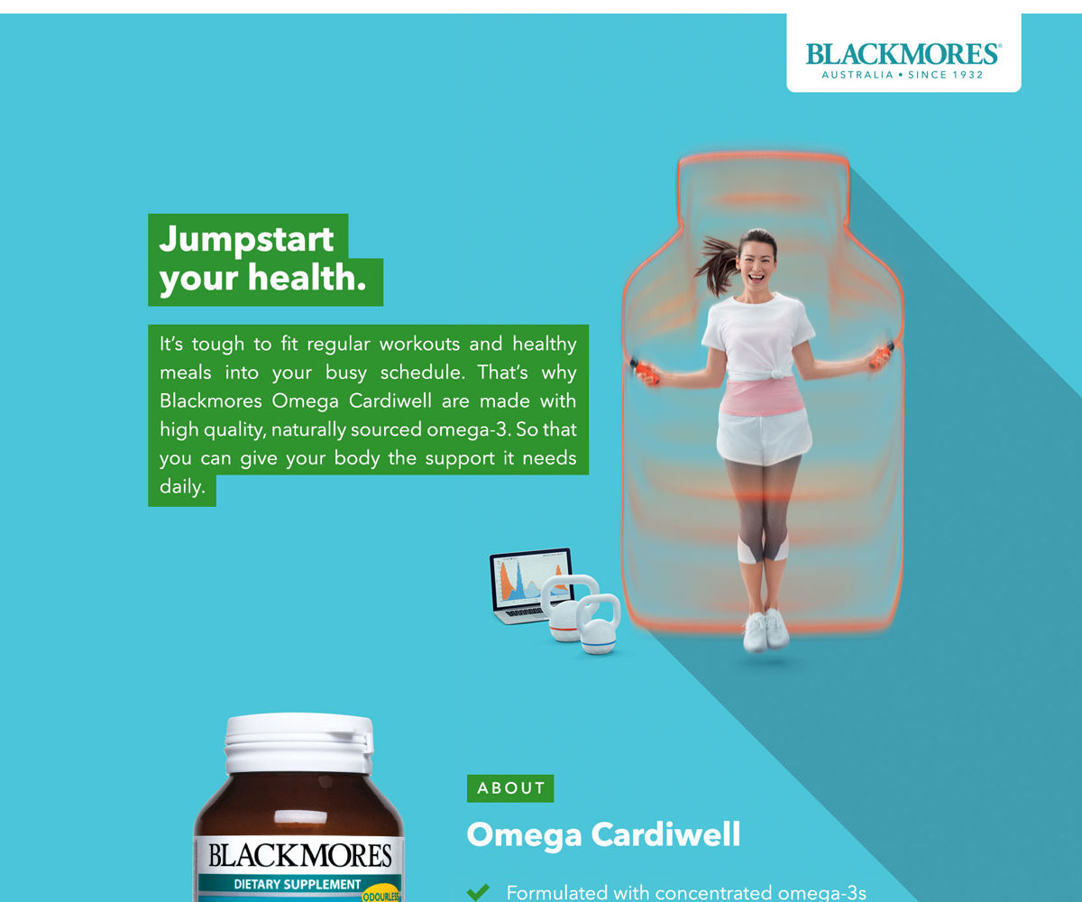 BLACKMORES Omega Cardiwell 60 capsules x 2 bottles (TWIN) EXP08/2021