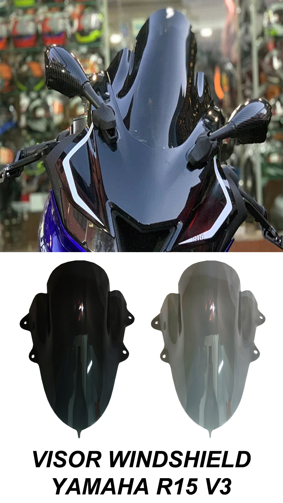 Double Bubble Visor R15 V3 Visor Stickers R15 V3 Bike Bubble Visor