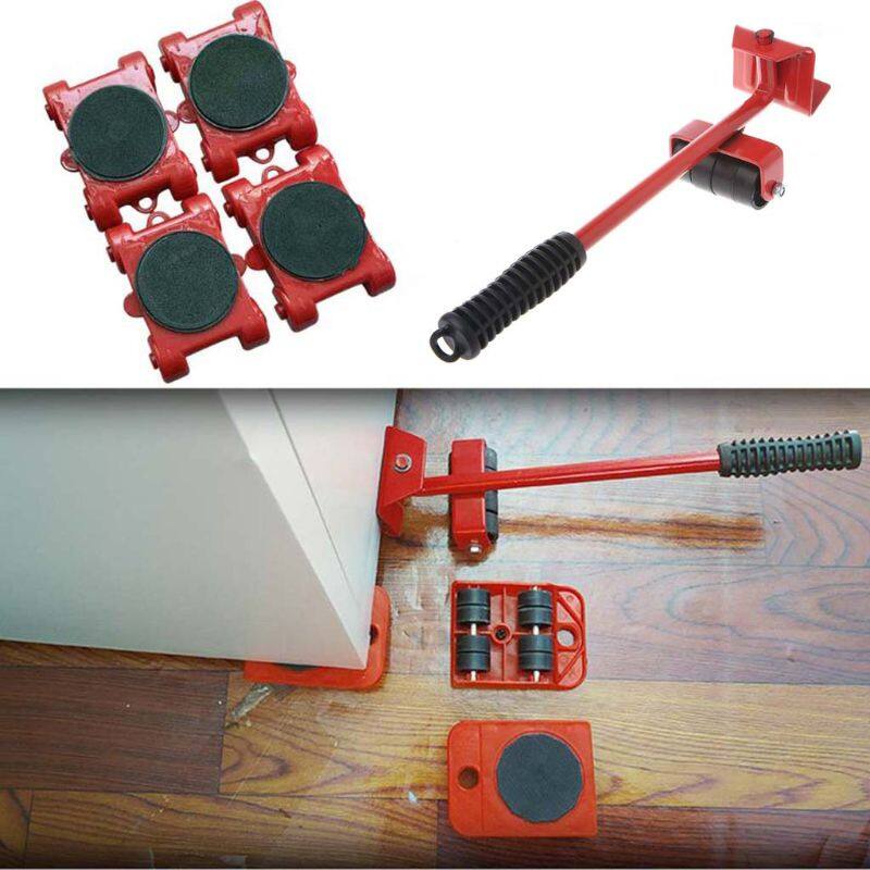 Dụng Cụ Di Chuyển Đồ Nội Thất Máy Nâng Vận Chuyển Con Lăn 4 Bánh Di Chuyển Vật Nặng Với Bộ 1 Thanh Bánh Xe