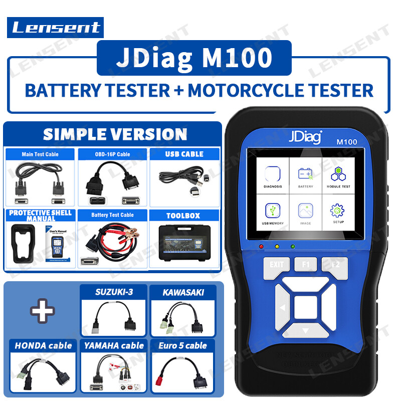 Lensent Jdiag M100 [[YAMAHA & HONDA & EURO5 & SUZUKI & KAWASAKI] Simplified Version EFI-Type Motorcycle And Locomotive Comprehensive Diagnostic Instrument Dual System Test= Motorcycle Tester + Professional Battery Tester Read And Clear Fault Codes ราคา 4,538 บาท*ส่งฟรี