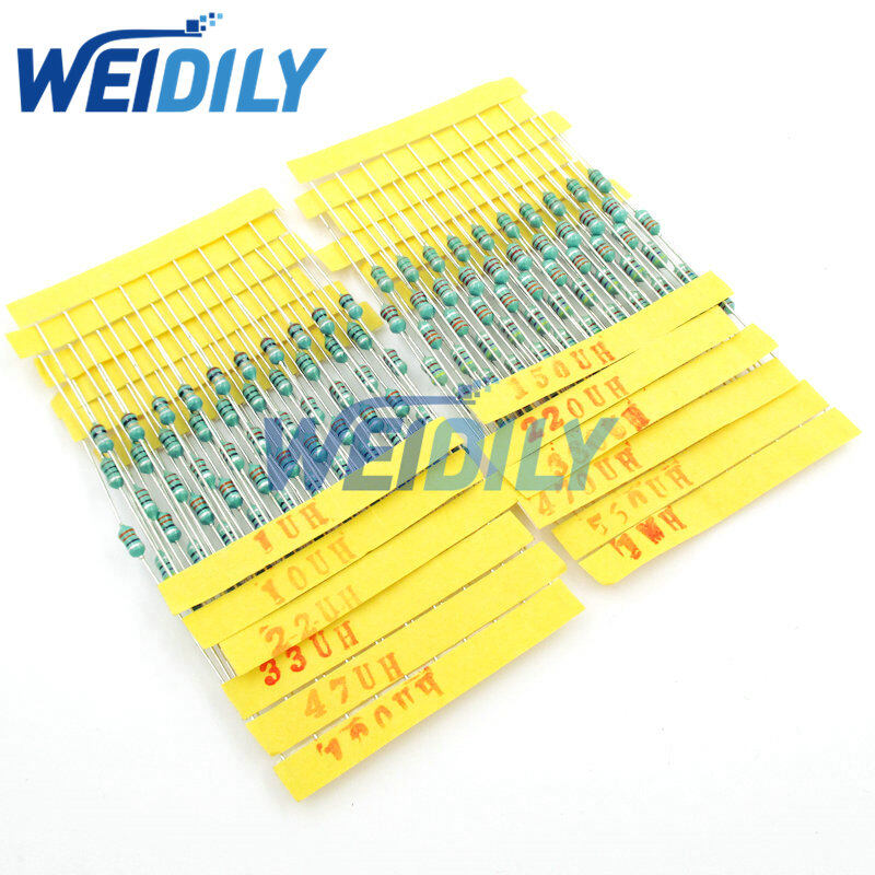 120 cái 1/4w cuộn cảm bộ các loại 0307 0.25w vòng màu điện cảm 1uh-1mh 12valuesx10pcs = 120 cái cuộn cảm bộ đủ loại kit