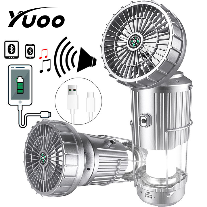 Yuoo đèn lồng cắm trại năng lượng mặt trời 4 trong 1 đèn quạt đèn pin đa năng sạc usb đèn lều đèn khẩn cấp chống nước ngoài trời