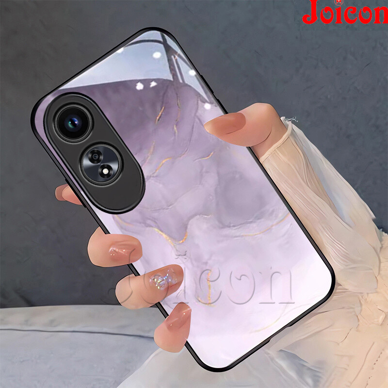 Ốp vỏ điện thoại Oppo A60 A98 A78 5G A58 A38 A18 Ốp Tranh Kính Sang Trọng Mới Vỏ Ốp chống sốc Bảo Vệ Máy Ảnh Ống Kính cạnh thẳng kính cường lực 9H