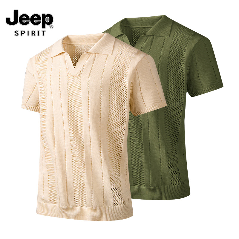 JEEP SPIRIT 1941 ESTD Summer 2025 Teenager Short-sleeved Wool Casual Loose Comfortable Skin-friendly Breathable All-match Fashion POLO Shirt