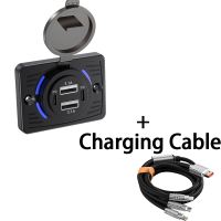 HLINKEY 12V-24V QC3.0 USB PD Fast Charger with Cover 4 Ports Car Charger Socket Panel Waterproof Fast Charging USB Charger for Cars Boats Buses and RVS