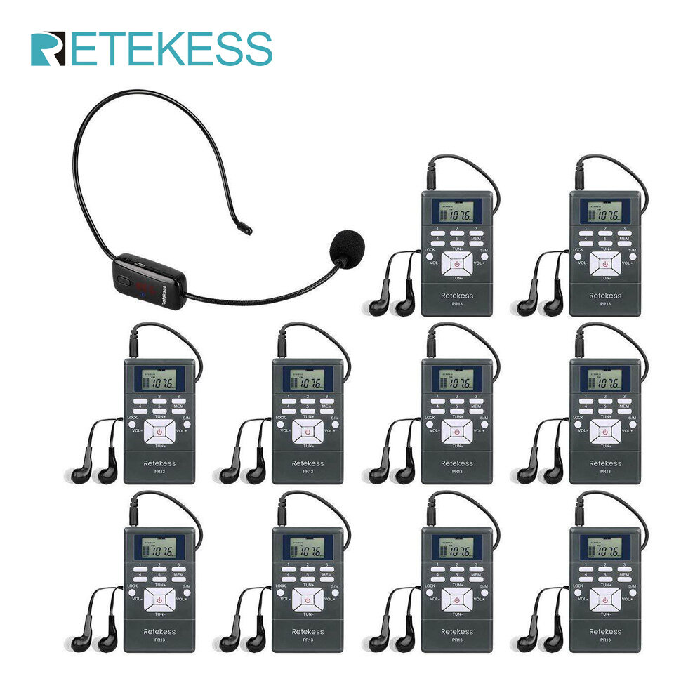Hướng Dẫn Du Lịch Retekess PR13 Micrô Không Dây Hệ Thống Dịch Radio FM Cho Phiên Dịch Đào Tạo Cuộc Họp (1 Máy Phát Và 10 Máy Thu)