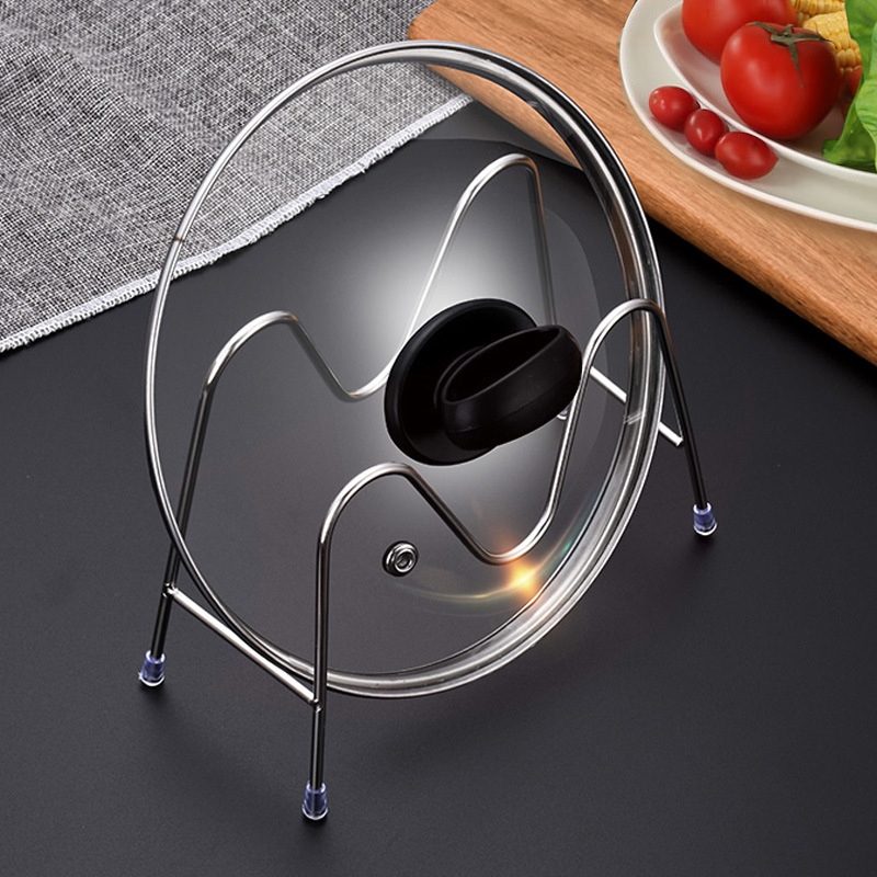Gambar Pot lid rack stainless steel kitchen cutting board storage bracket pot lid organizer