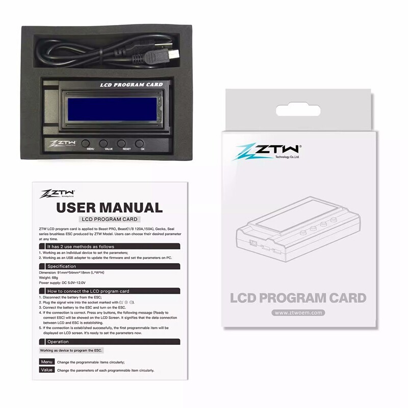 ZTW LCD Program Card RC Boat ESC Setting Card For Seal Series Gecko Series