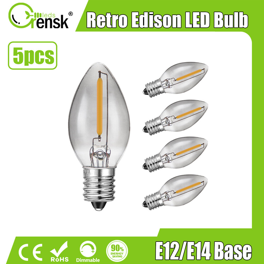 5pcs led khói grey glass edison bulb 0.5w mini e12 e14 bóng đèn led dây tóc sáng tạo retro đèn điều chỉnh độ sáng bóng đèn 50watt tương đương với đèn tiết kiệm năng lượng bóng đèn cho nhà