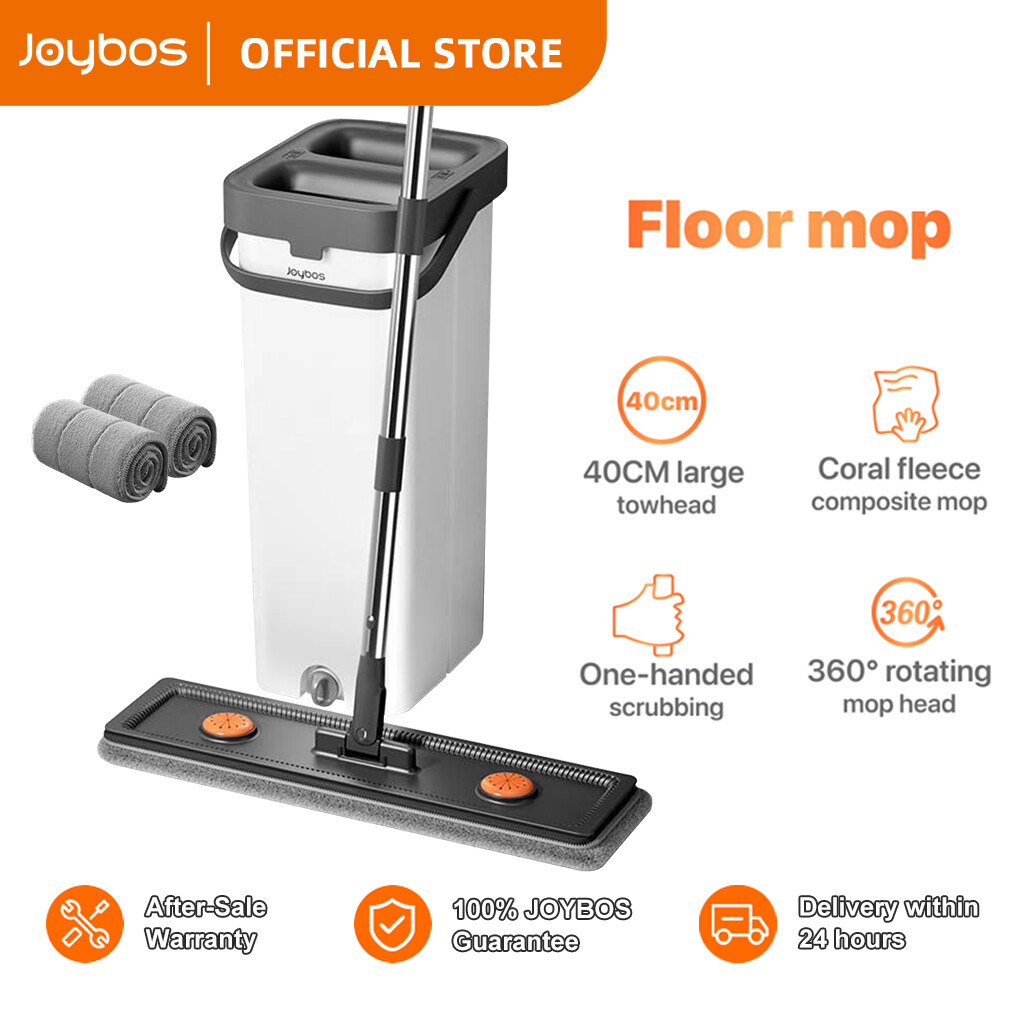 Joybos 2in1 Flat Mop With Bucket Self-Washh Squeeze Dry Floor Mop 2in1 360 Spin Map With Bucket ราคา 198 บาท*ส่งฟรี