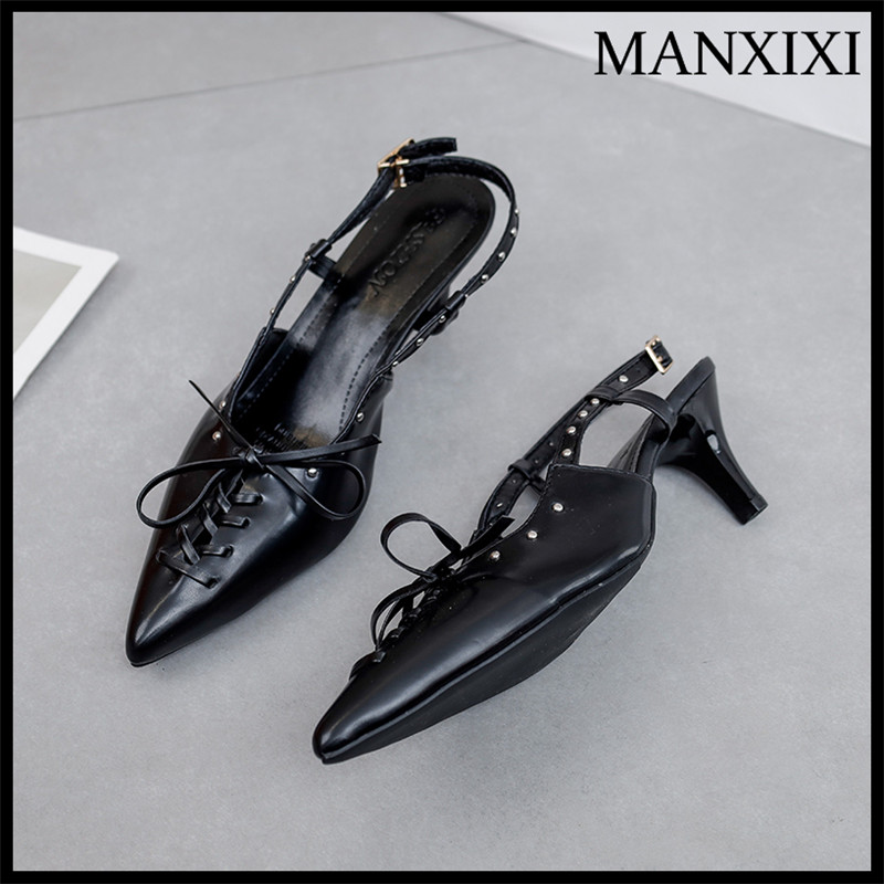 รองเท้าส้นสูง รองเท้าส้นสูงแฟชั่นเสริมบุคลิกทรงสวยหรู MANXIXI แฟชั่นผู้หญิงรองเท้าส้นสูงกลางต่ำ 3 ซม. รองเท้าแตะล่อสวย (ขนาด 35-40) ราคา 505 บาท*ส่งฟรี