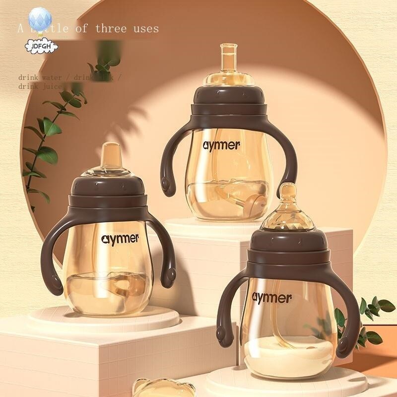 Gambar Kids Drinking Bottle with Handle Drinking Bottle for Kids Cute Korean Water Bottle Newborn Baby Bottle Anti fall Anti flatulence Baby 0 1 2 3 Years Old Wide caliber Pacifier Straw Bottle