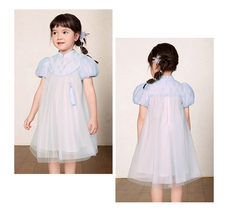 Vestido tradicional balabala para niña, vestido infantil 2025, nueva ropa de verano, vestido de chifón Cheongsam
