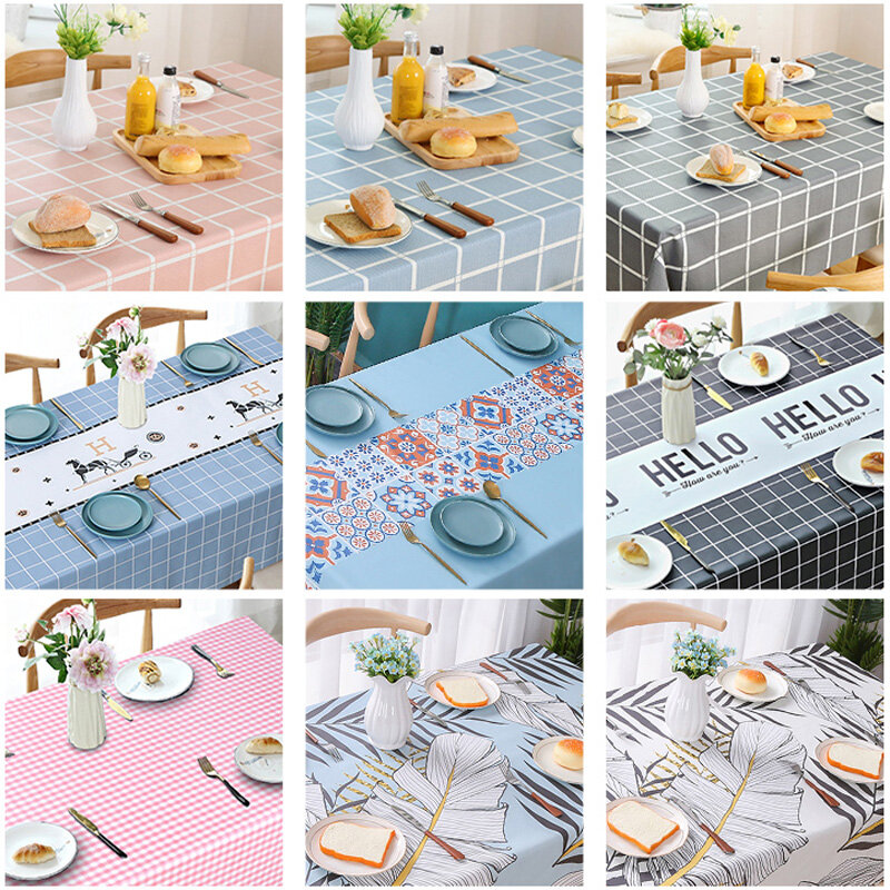 Gambar SHXUNHOOM Pvc Waterproof Anti Scald,Oil Proof,Nice Dining Table Cloth Rectangular Coffee Table Table Cloth Desk Floral Print Table Mat