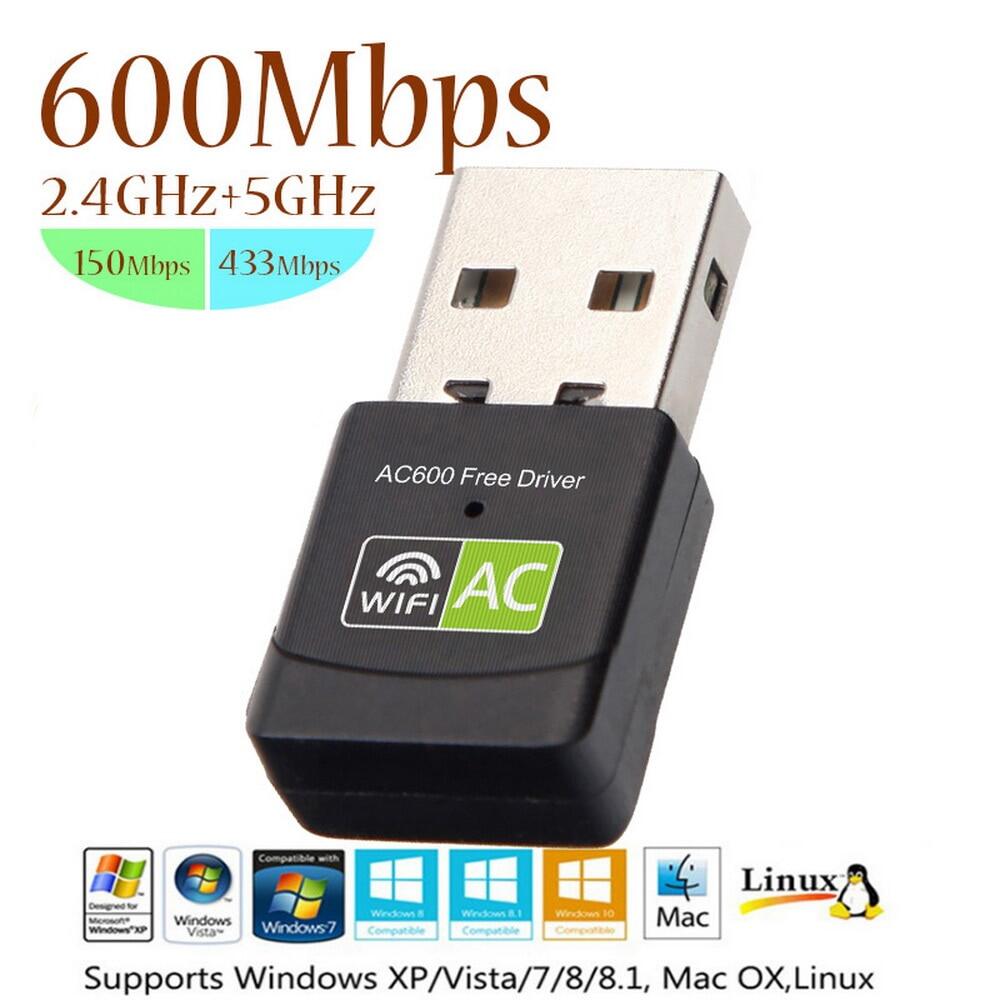 AC600 Dual Band 600Mbps Wireless USB WiFi Network Adapter LAN Card 5Ghz 802.11AC 
