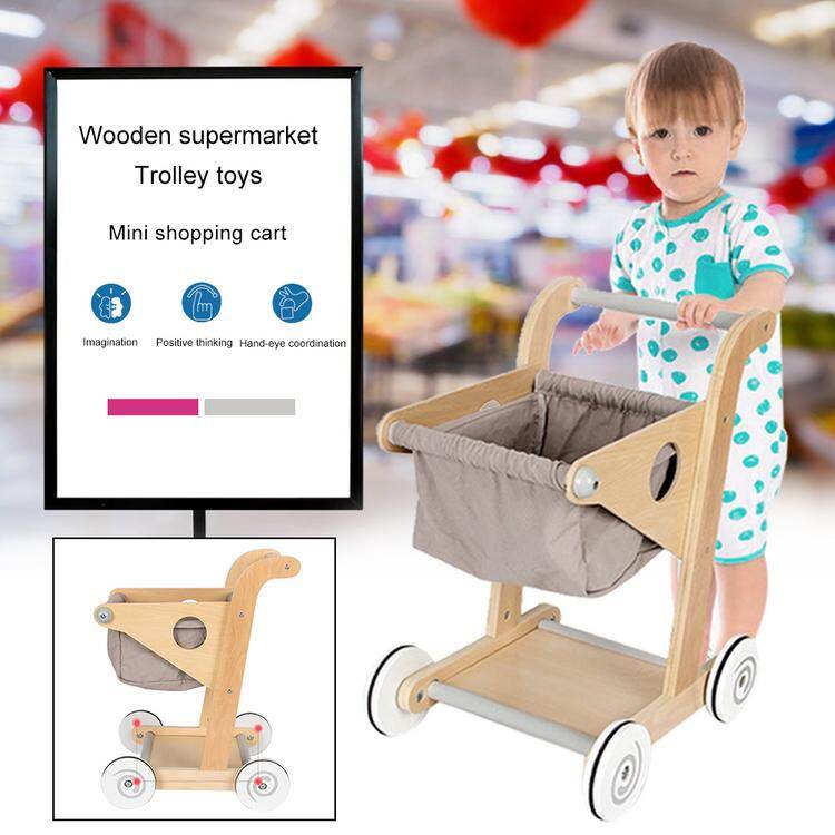 kids wooden shopping trolley