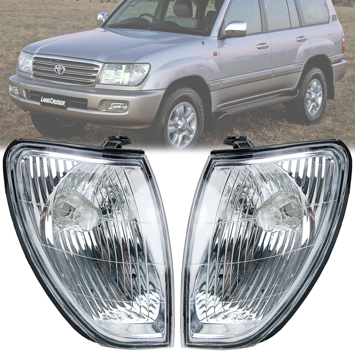 Pair Front Bumper Turn Signal Parking Lights – For Toyota Corolla KE30 KE35 TE37 (1974-1981) – Aftermarket