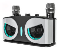 NEWMSNR Bluetooth Speaker With Dual Mic Wireless Bluetooth Microphone Karaoke Speaker 9D Stereo Bass Amplifier Party RGB LED Light Portable Home KTV Sound Speaker