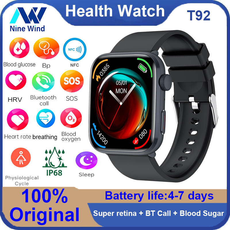 NineWind T92 smart watch Bluetooth call watch non-invasive blood sugar blood pressure true blood oxygen body temperature monitoring rotary button NFC1.81 HD sports waterproof watch ราคา 1,191 บาท*ส่งฟรี