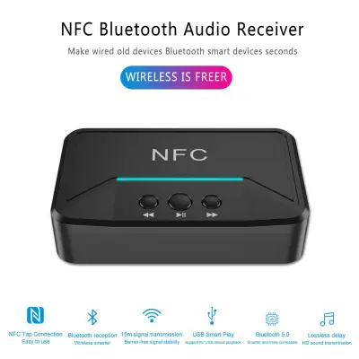 BT200 NFC Bluetooth 5.0 Audio Receiver Wireless Stereo Bluetooth Audio Adapter NFC 3.5mm AUX RCA Music Sound Car Speaker Newest (2)