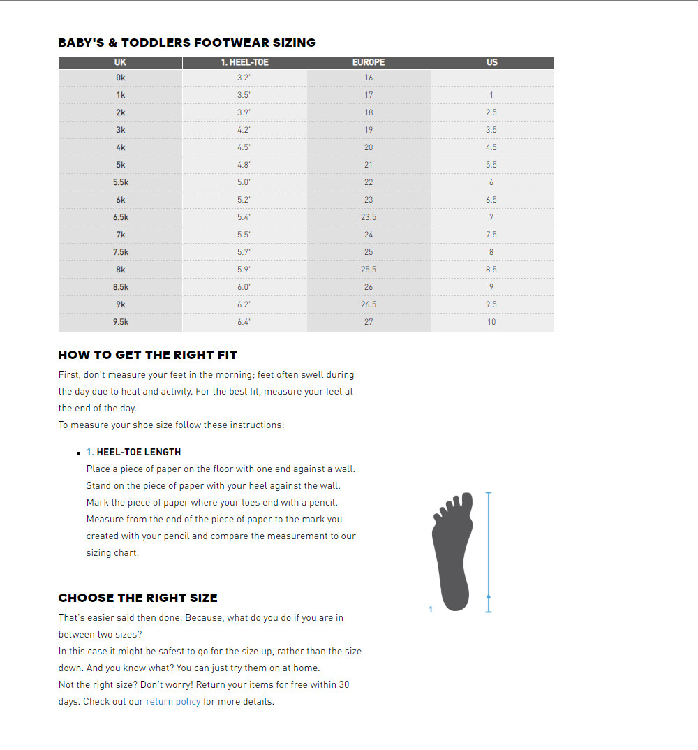 adidas slides size chart