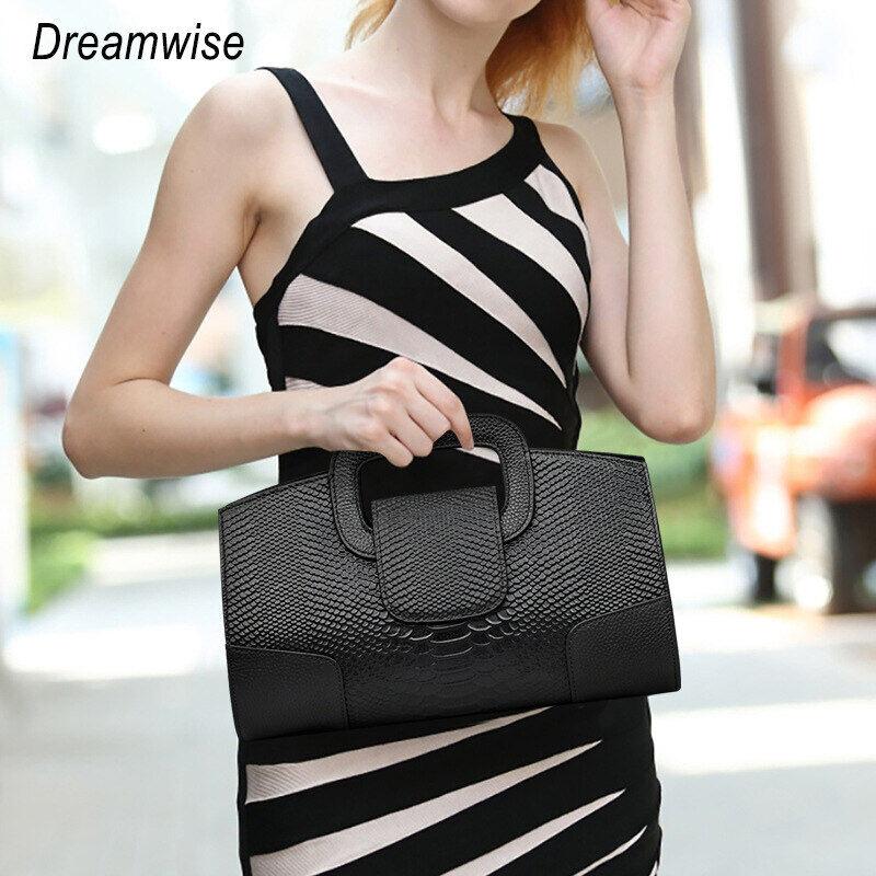 Dreamwise Elegant Ladies Clutch Bag New Genuine Cow Leather Crocodile Pattern Fashion Handbags Large Capacity Wild Shoulder Sling Bags for Women ราคา 1,475 บาท*ส่งฟรี