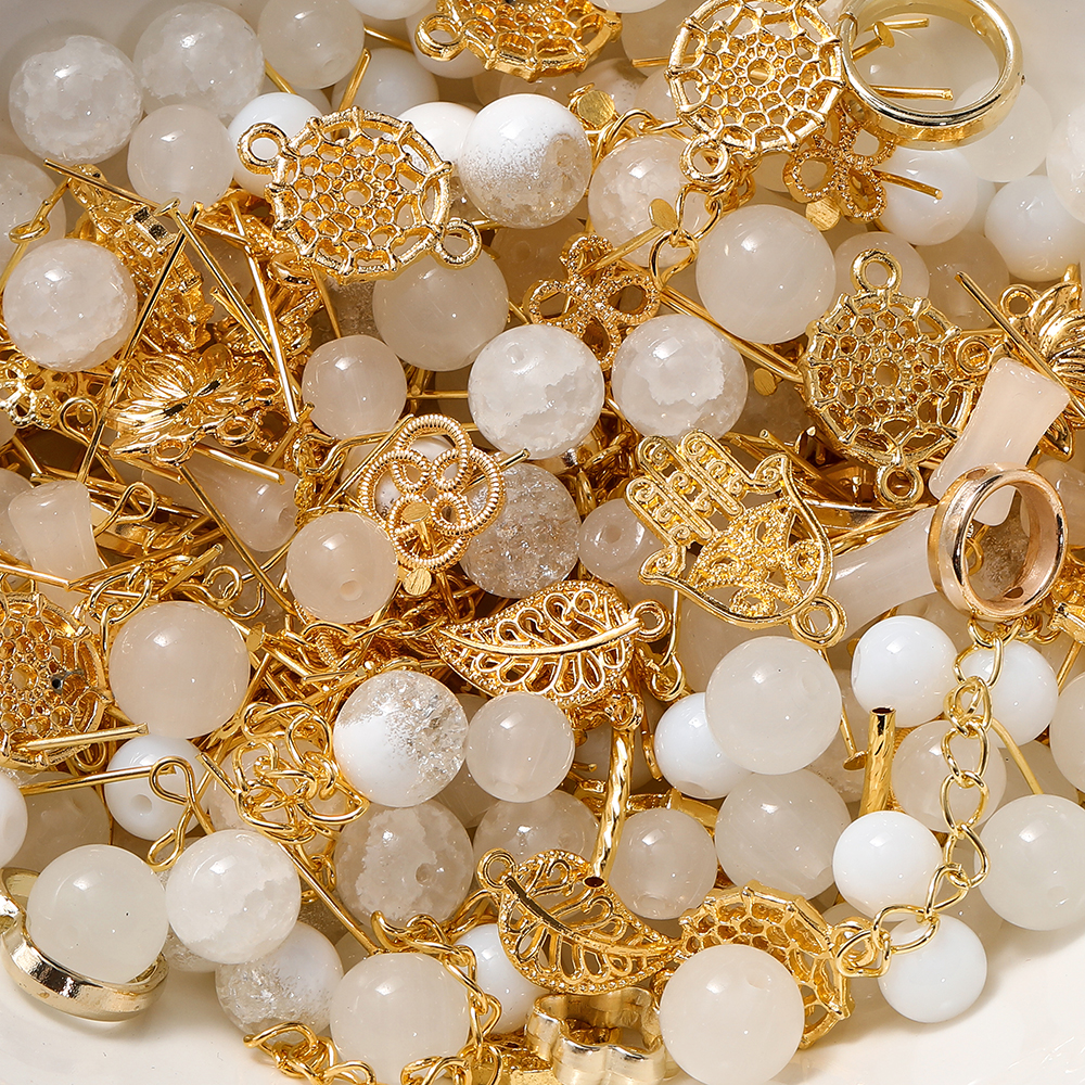 St.kunkka 30/50g Mixed Round Glass Beads Slub Beads With Metal Accessories For DIY Bracelets Necklaces Jewelry Jewelry Accessories Making