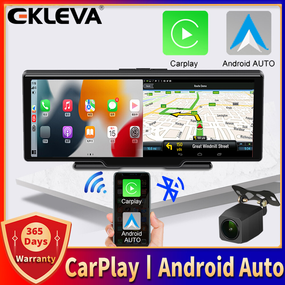EKLEVA 10.26 Inch FHD 4K 2160P Car Dashboard Dash Cam Carplay & Android Auto Wireless Miracast Dual Camera Video Recorder WiFi Connect Navigation
