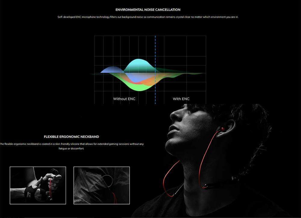1 MORE E1020BT Spearhead VR Neckband In-ear Gaming Earphone Virtual Reality Stereo Sound Earbuds with Mic and In-line Control- Black