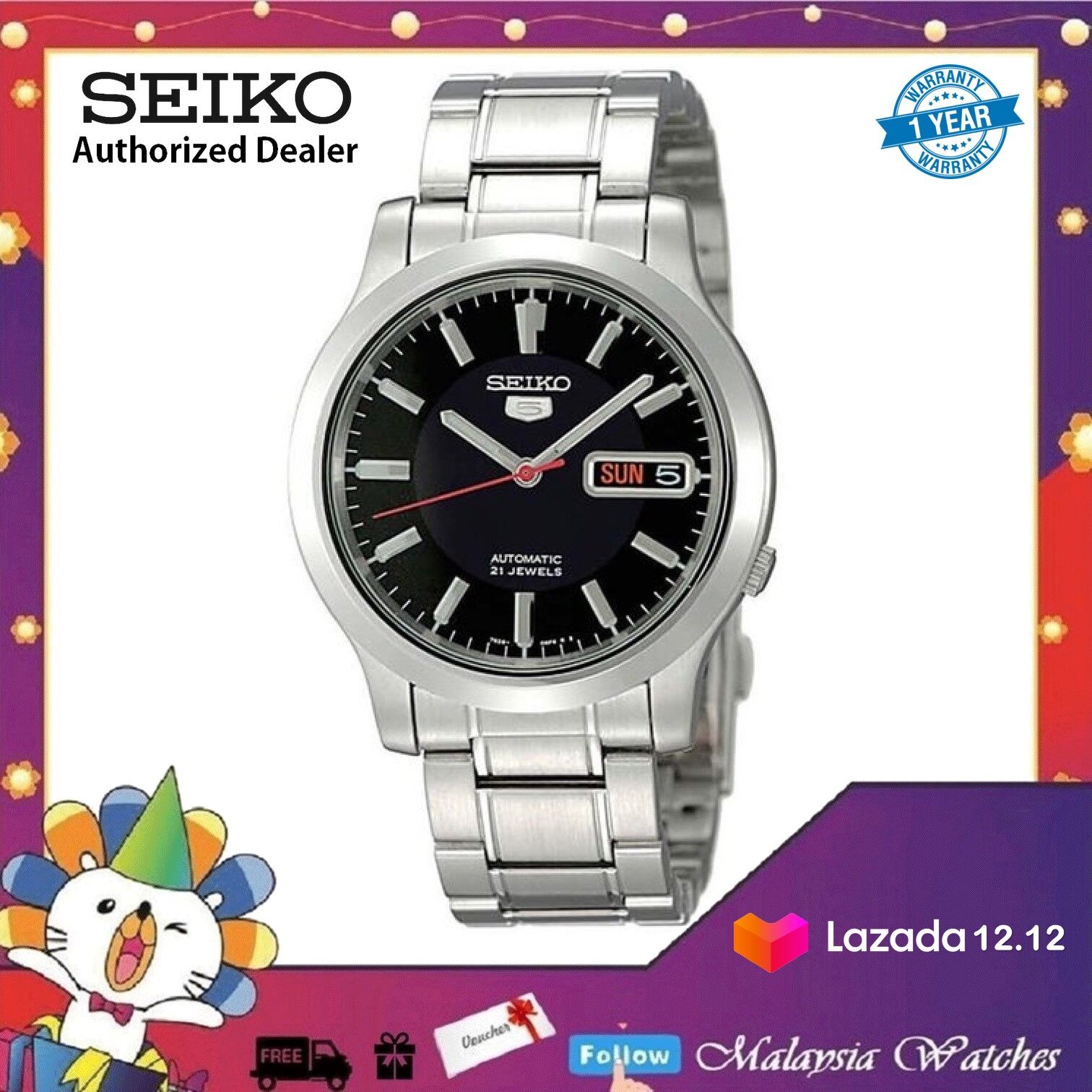 Seiko 5 SNKL23K1 Automatic See-thru Back Stainless Steel Bracelet Gents  Watch | Lazada