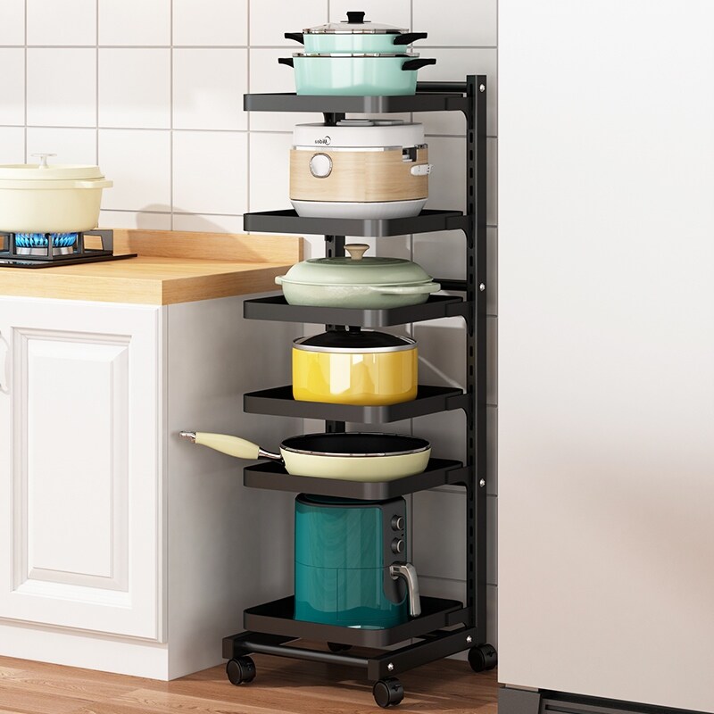 Gambar Kitchen floor shelf corner crack is multi functional air fryer receive a frame with pot rice cooker storage shelves