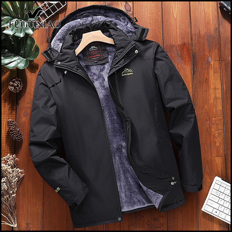 Người đàn ông của quân đội nặng áo khoác Jacket len áo gió trùm đầu mùa đông trượt tuyết cỡ lớn cho 