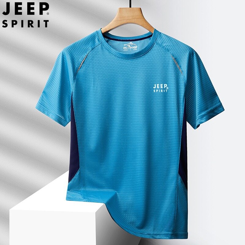 JEEP SPIRIT Summer refreshing and breathable outdoor top, running speed drying short sleeved shirt - 4