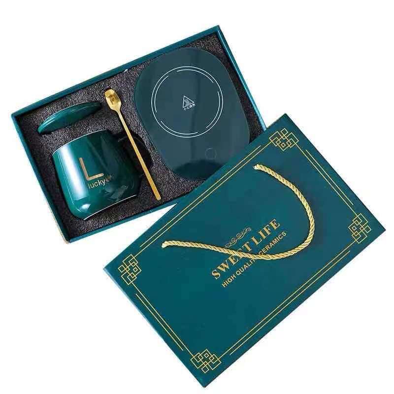 Gambar [Jc Mall] Heating 55° Coffee Cup with Warmer   Beverage Heating Set with Ceramics Made Mug